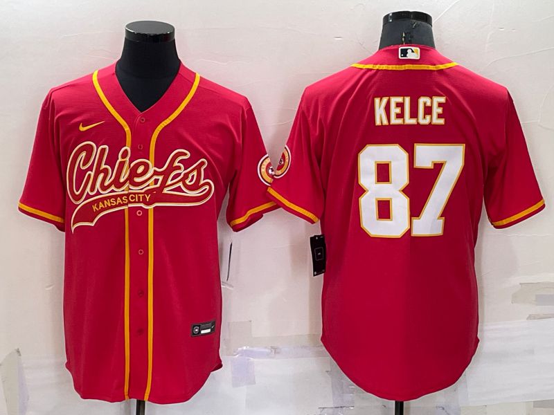 Men Kansas City Chiefs 87 Kelce Red 2022 Nike Co branded NFL Jersey